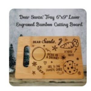 Dear Santa Laser Engraved Bamboo Cutting Board